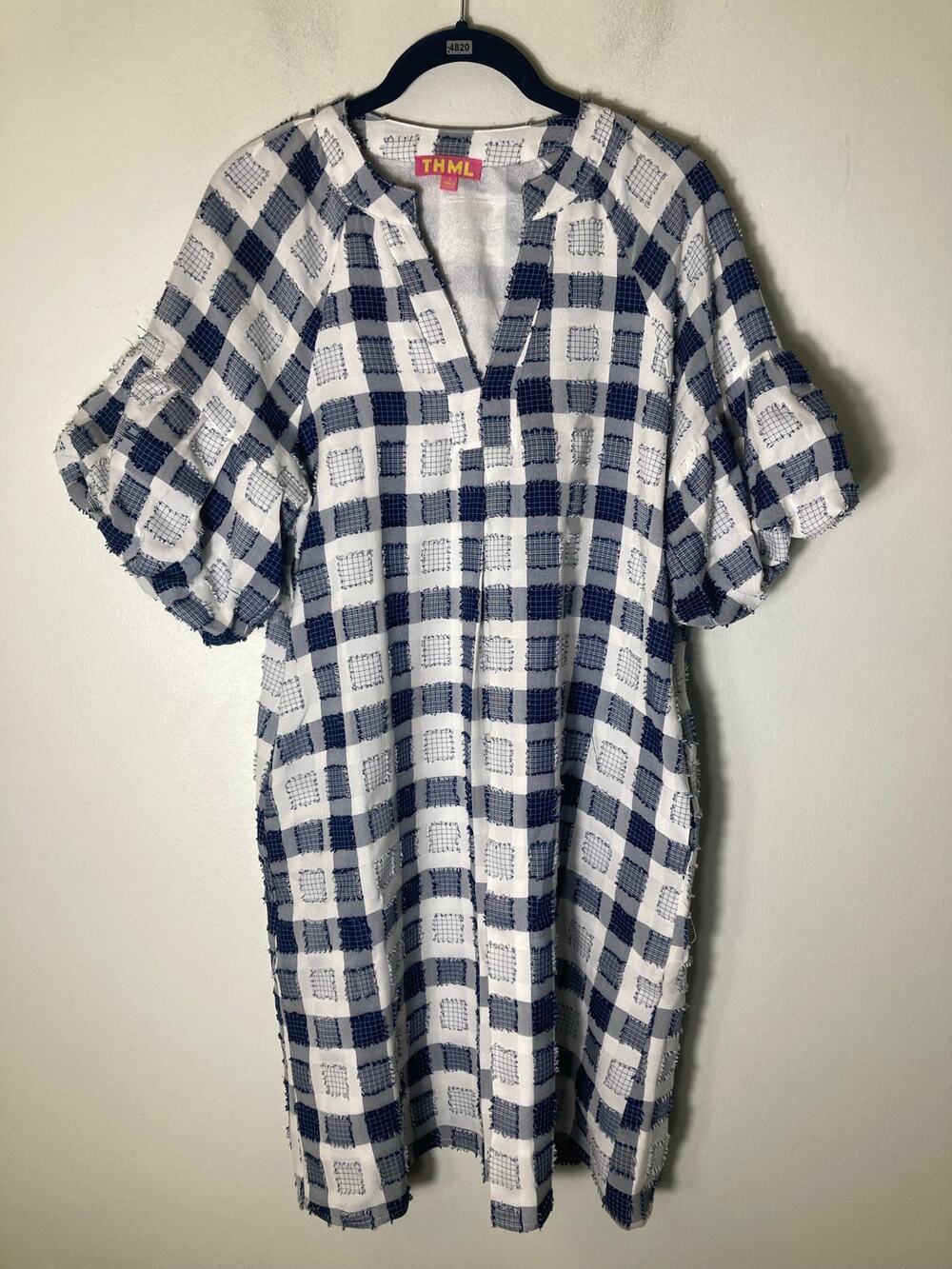 THML Blue and White Check Dress Sz S